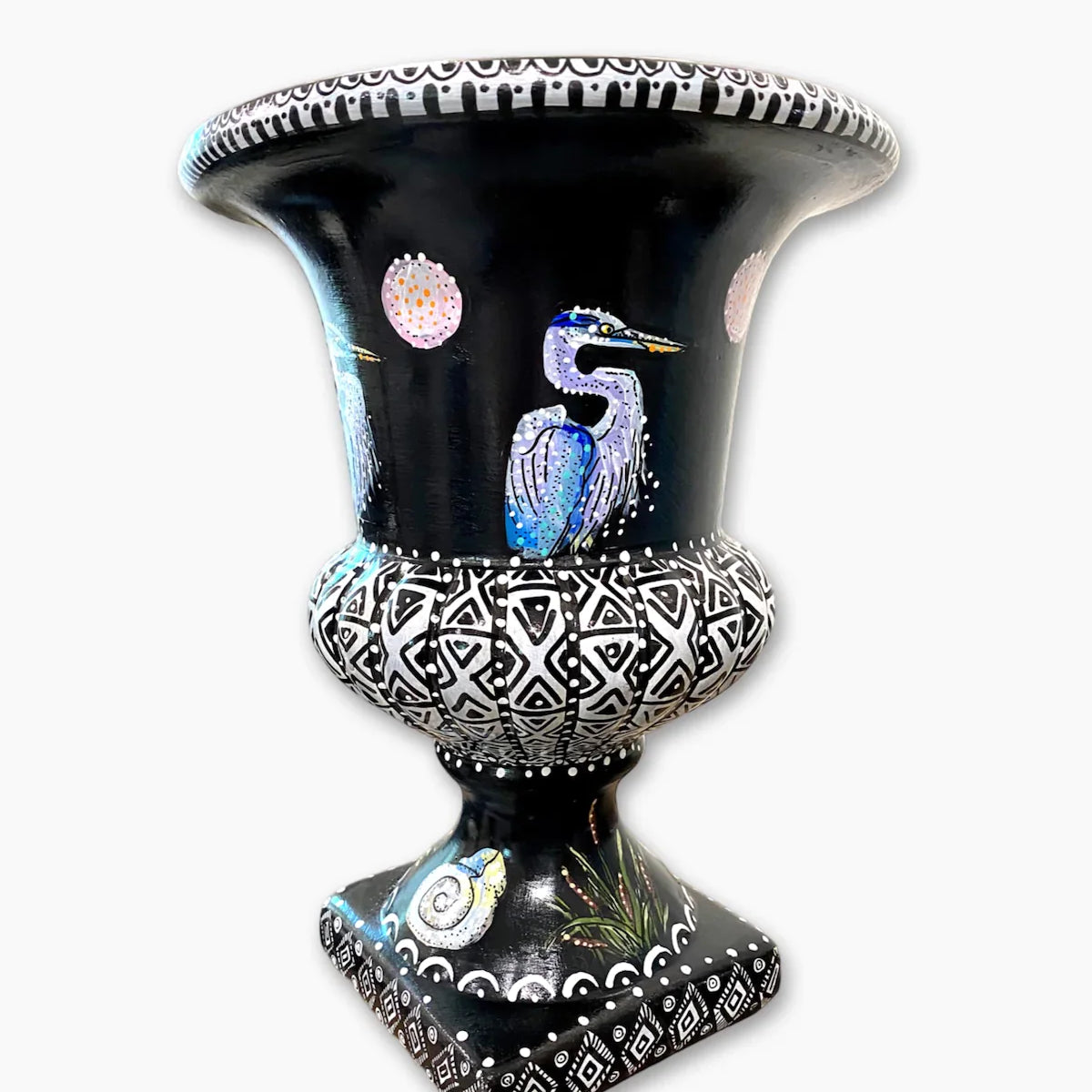 Blue Heron Lakeside Urn - Heather Freitas - fine art home deccor