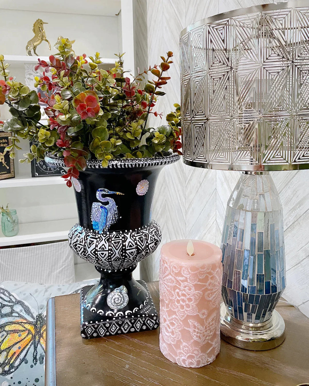 Blue Heron Lakeside Urn - Heather Freitas 