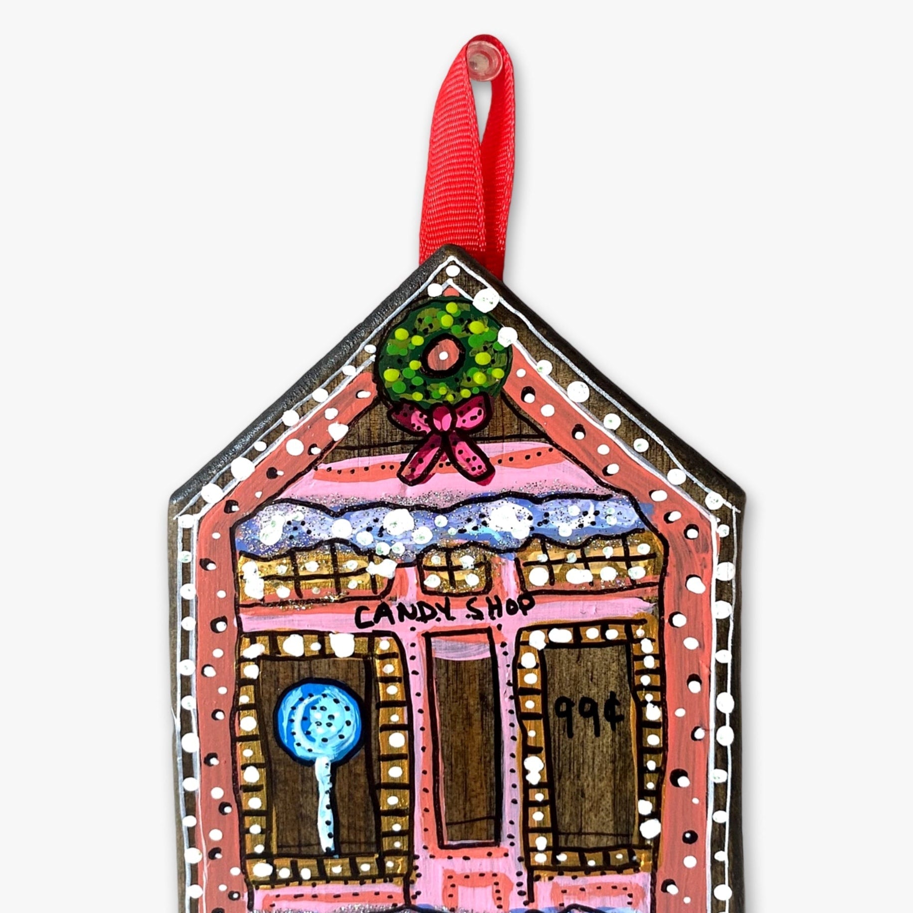 Candy Shop - Hand Painted Ornament - Heather Freitas - fine art home deccor