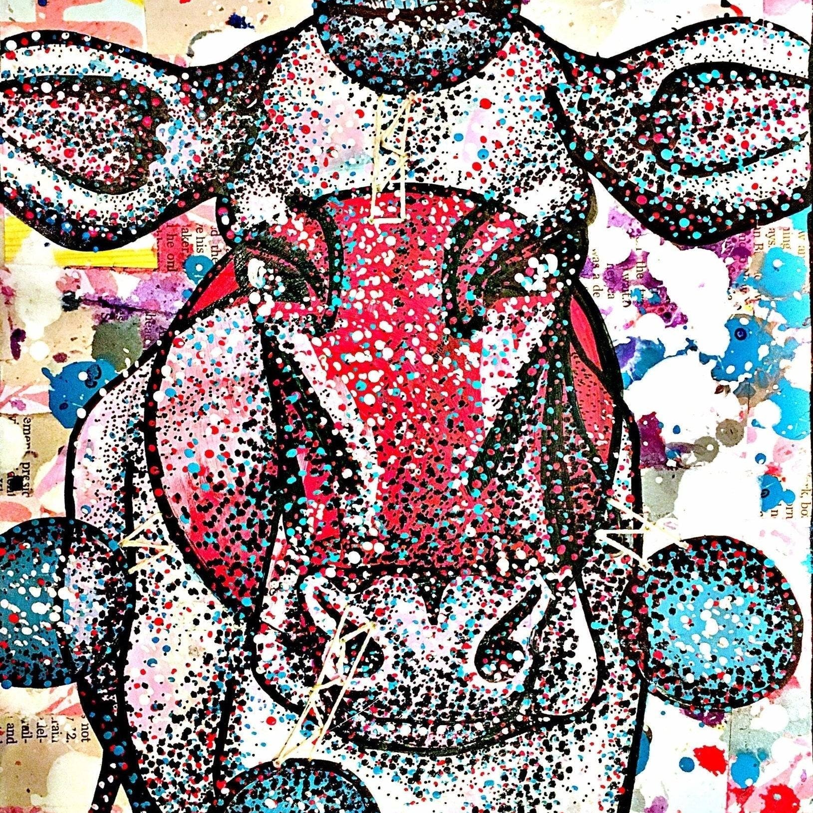 CH4 - Original farmhouse cow painting methane - Heather Freitas - fine art home deccor