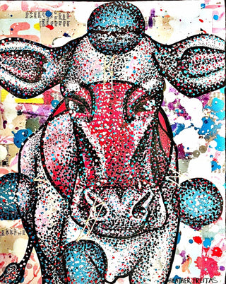 CH4 - Original farmhouse cow painting methane - Heather Freitas - fine art home deccor
