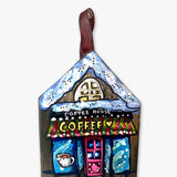Coffee Shop - Hand Painted Ornament - Heather Freitas - fine art home deccor