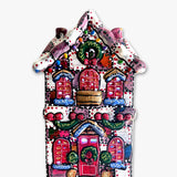 Colorful Purple Hand Painted Ceramic LED Ceramic LED Christmas Village House - Heather Freitas - fine art home deccor