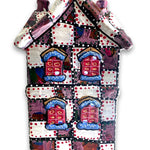 Colorful Purple Hand Painted Ceramic LED Ceramic LED Christmas Village House - Heather Freitas - fine art home deccor