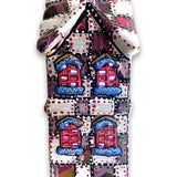 Colorful Purple Hand Painted Ceramic LED Ceramic LED Christmas Village House - Heather Freitas - fine art home deccor