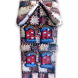 Colorful Purple Hand Painted Ceramic LED Ceramic LED Christmas Village House - Heather Freitas - fine art home deccor
