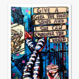 Conquer The World ( Painted Over Print ) - Heather Freitas - fine art home deccor