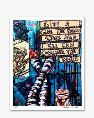 Conquer The World ( Painted Over Print ) - Heather Freitas - fine art home deccor