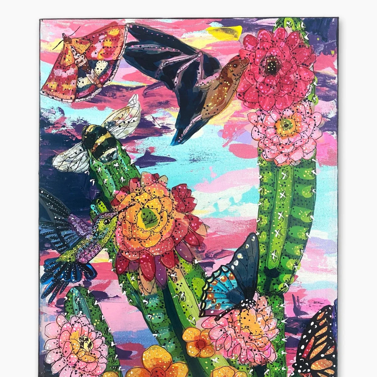 Dawn Desert Pollinators ( Original Painting ) - Heather Freitas - fine art home deccor