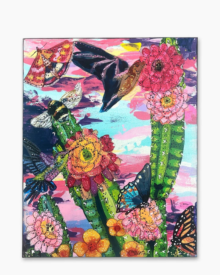 Dawn Desert Pollinators ( Original Painting ) - Heather Freitas - fine art home deccor