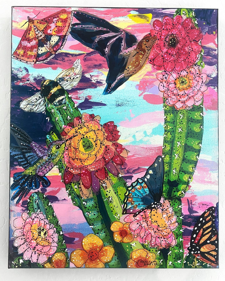 Dawn Desert Pollinators ( Original Painting ) - Heather Freitas - fine art home deccor