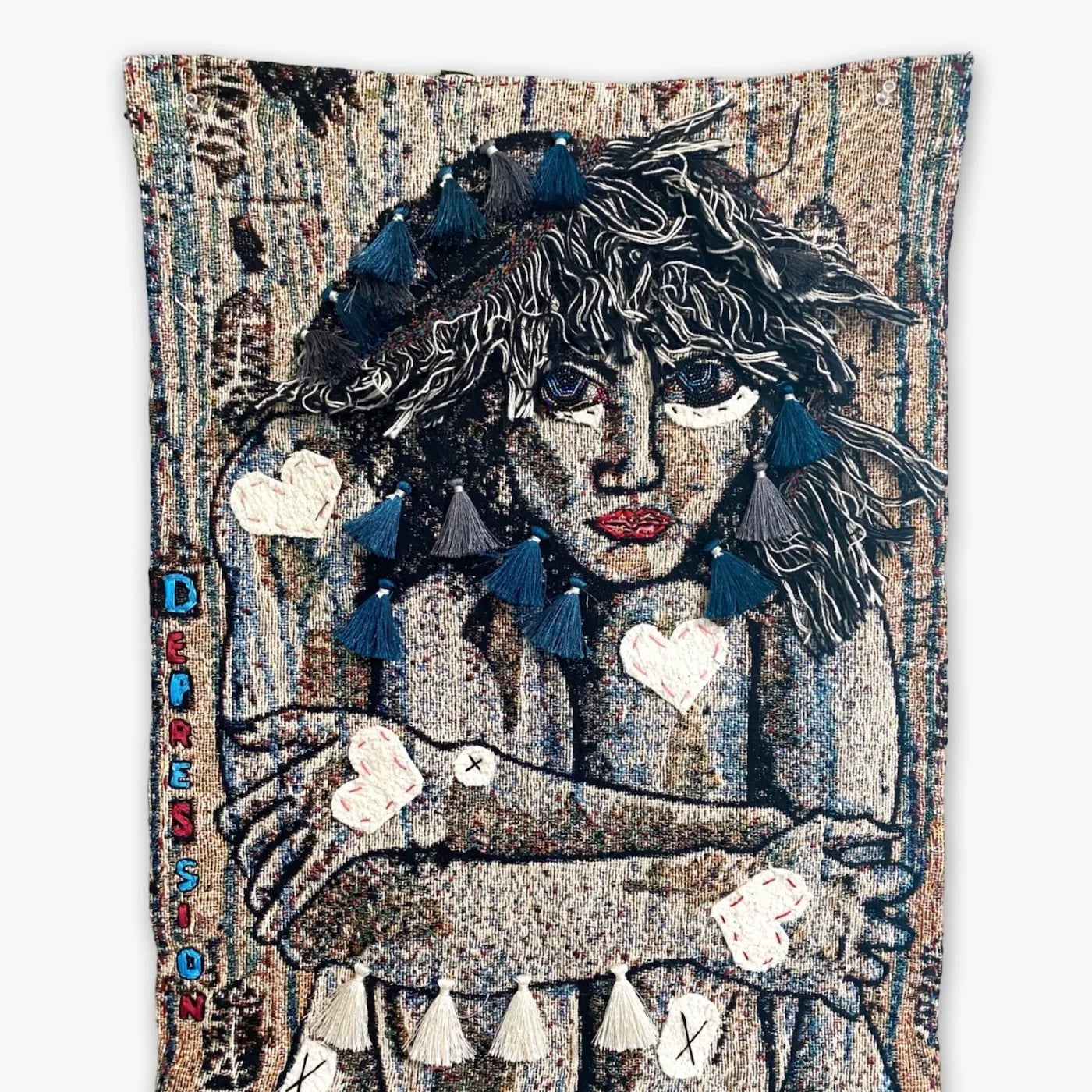 Depression ( Fine Art Tapestry With Beaded Accents ) - Heather Freitas - fine art home deccor