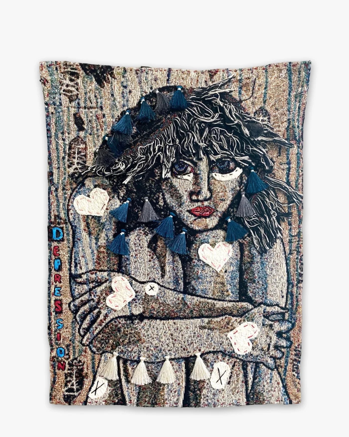 Depression - Fine Art Tapestry With Beaded Accents - Heather Freitas 