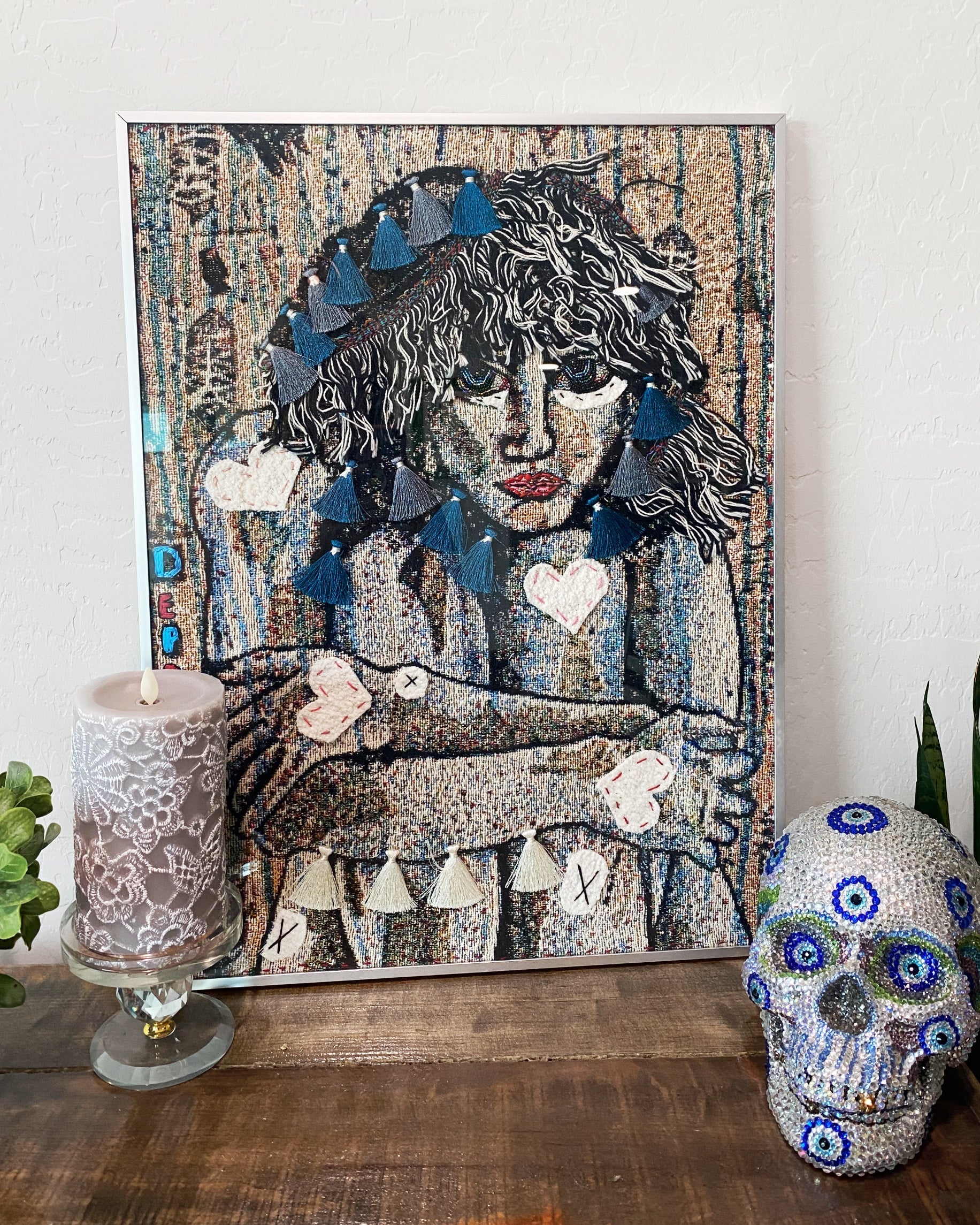 Depression ( Fine Art Tapestry With Beaded Accents )