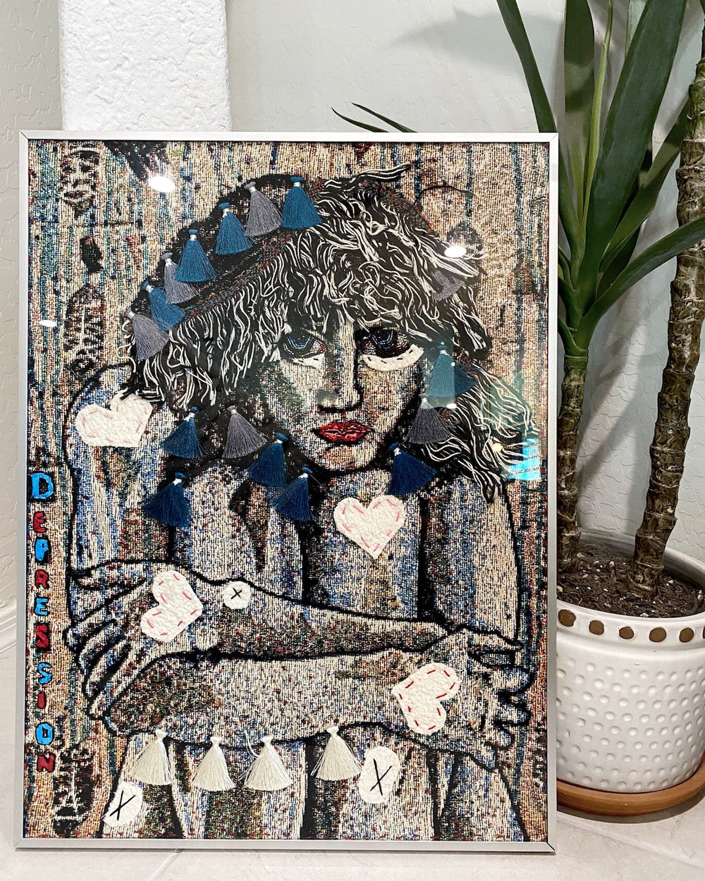 Depression - Fine Art Tapestry With Beaded Accents - Heather Freitas 
