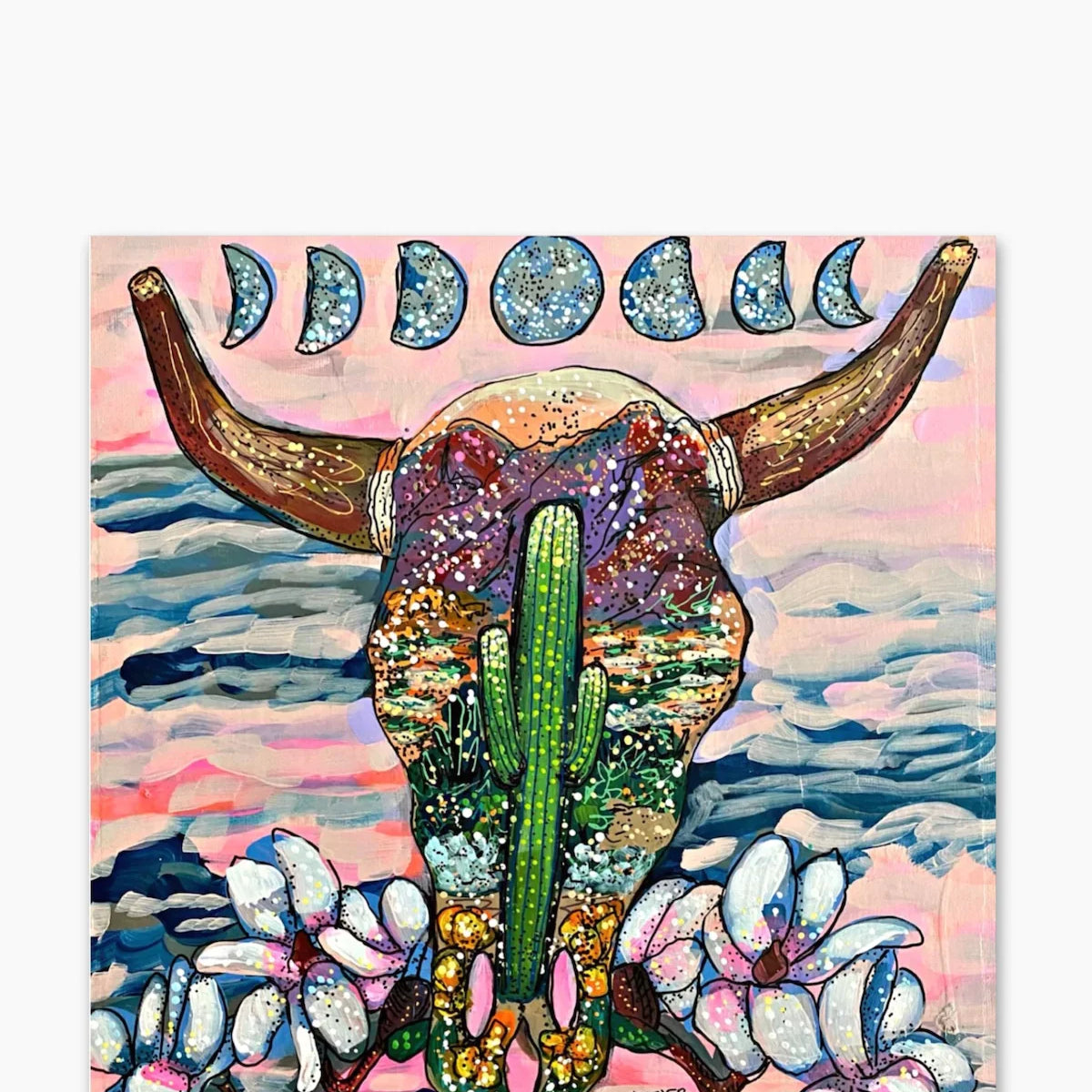 Desert Cow Skull ( Original Painting ) - Heather Freitas - fine art home deccor