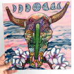 Desert Cow Skull ( Original Painting ) - Heather Freitas - fine art home deccor