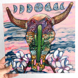 Desert Cow Skull ( Original Painting ) - Heather Freitas - fine art home deccor