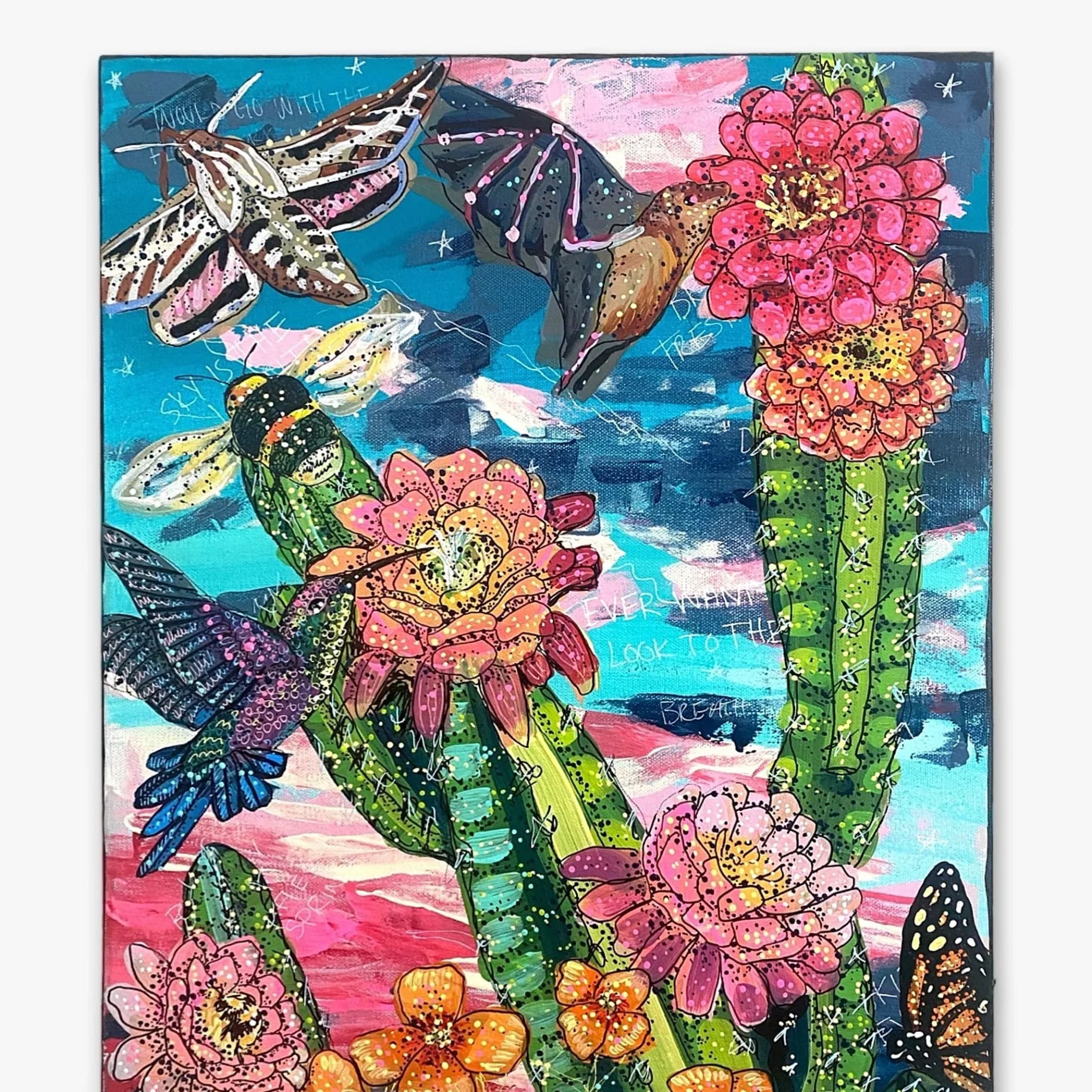 Desert Twilight Pollinators ( Original Painting ) - Heather Freitas - fine art home deccor