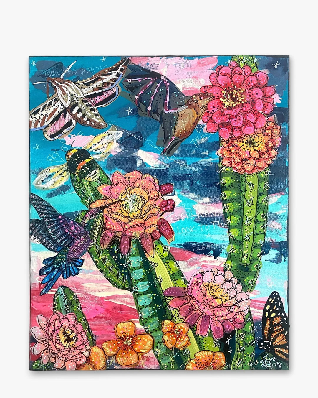 Desert Twilight Pollinators ( Original Painting ) - Heather Freitas - fine art home deccor