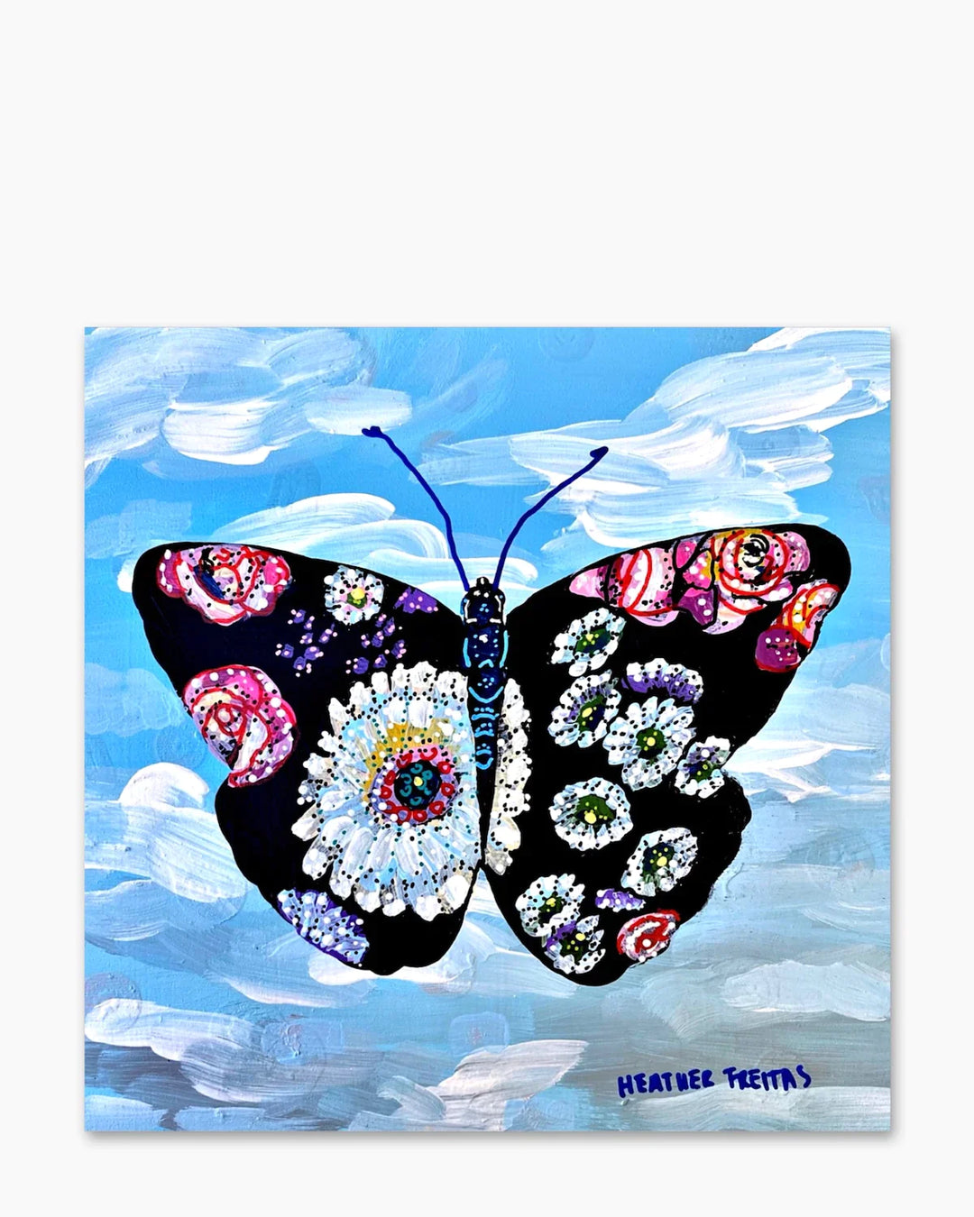 Drama Floral Butterfly ( Original Painting ) - Heather Freitas - fine art home deccor