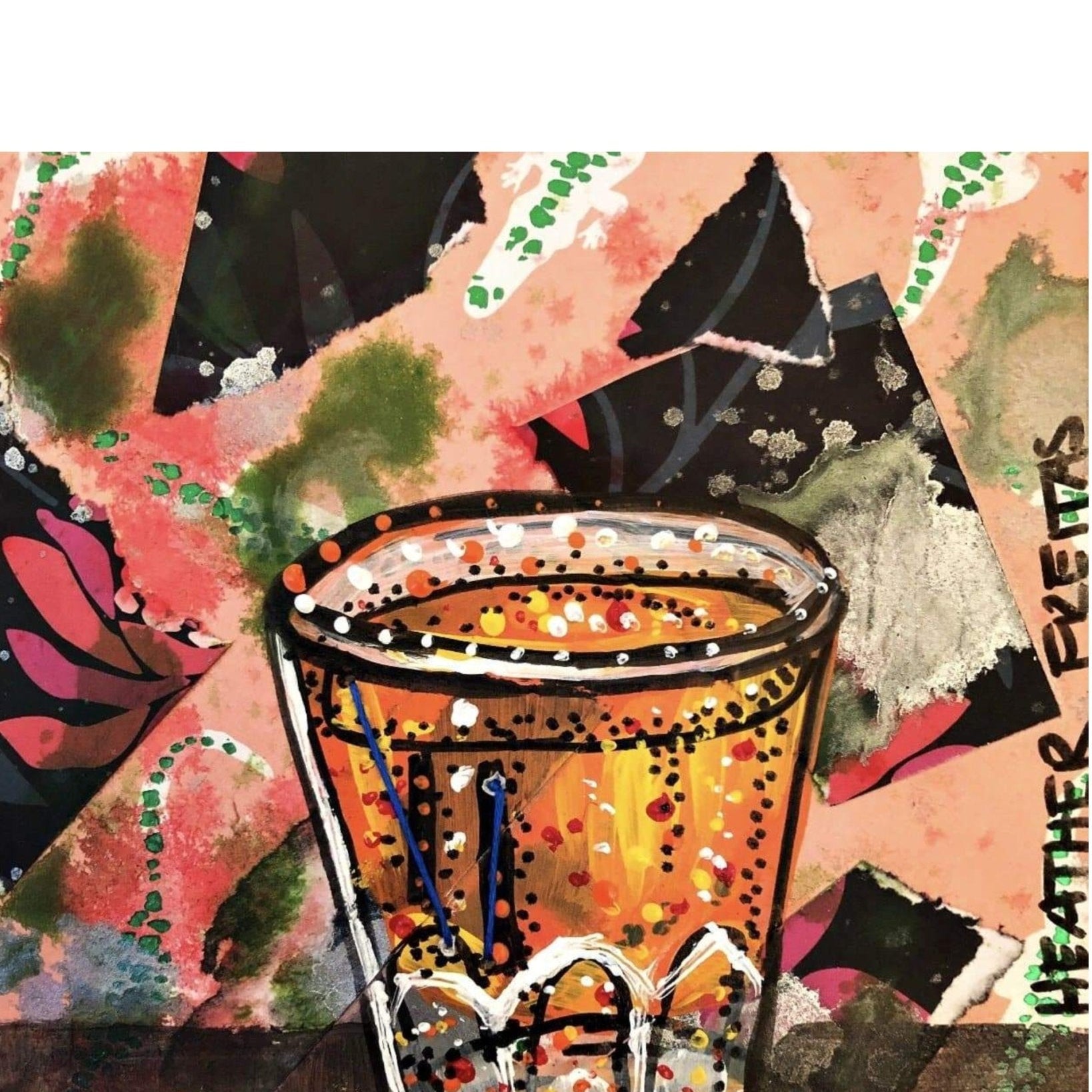 Drink Happy Thoughts - Heather Freitas - fine art home deccor