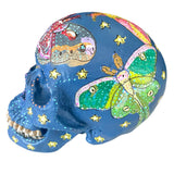 Dusk Moths - Hand Painted Skull Sculpture - Heather Freitas - fine art home deccor