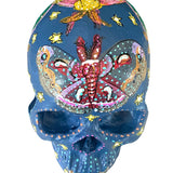 Dusk Moths - Hand Painted Skull Sculpture - Heather Freitas - fine art home deccor