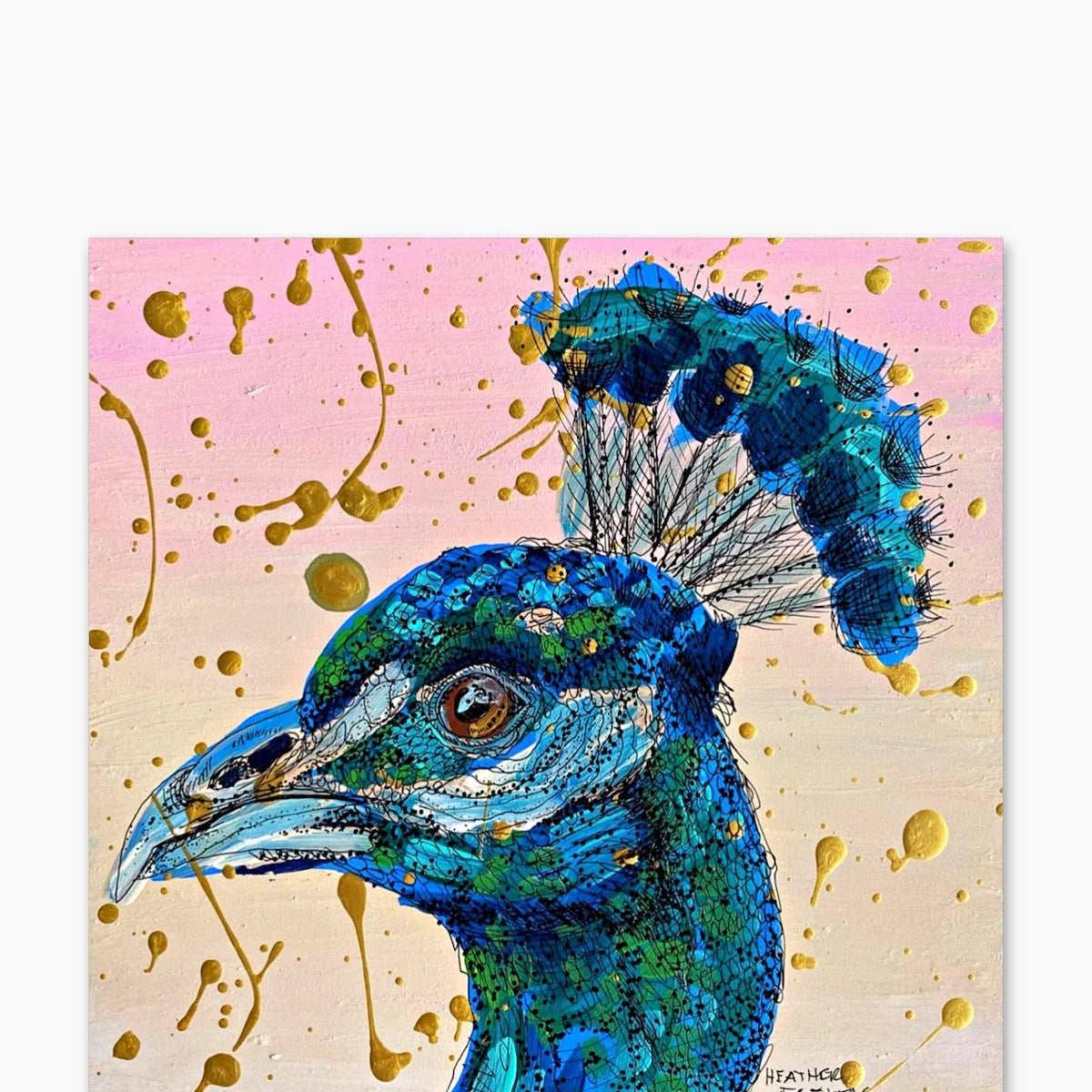 Emerald Peacock ( Original Painting ) - Heather Freitas - fine art home deccor