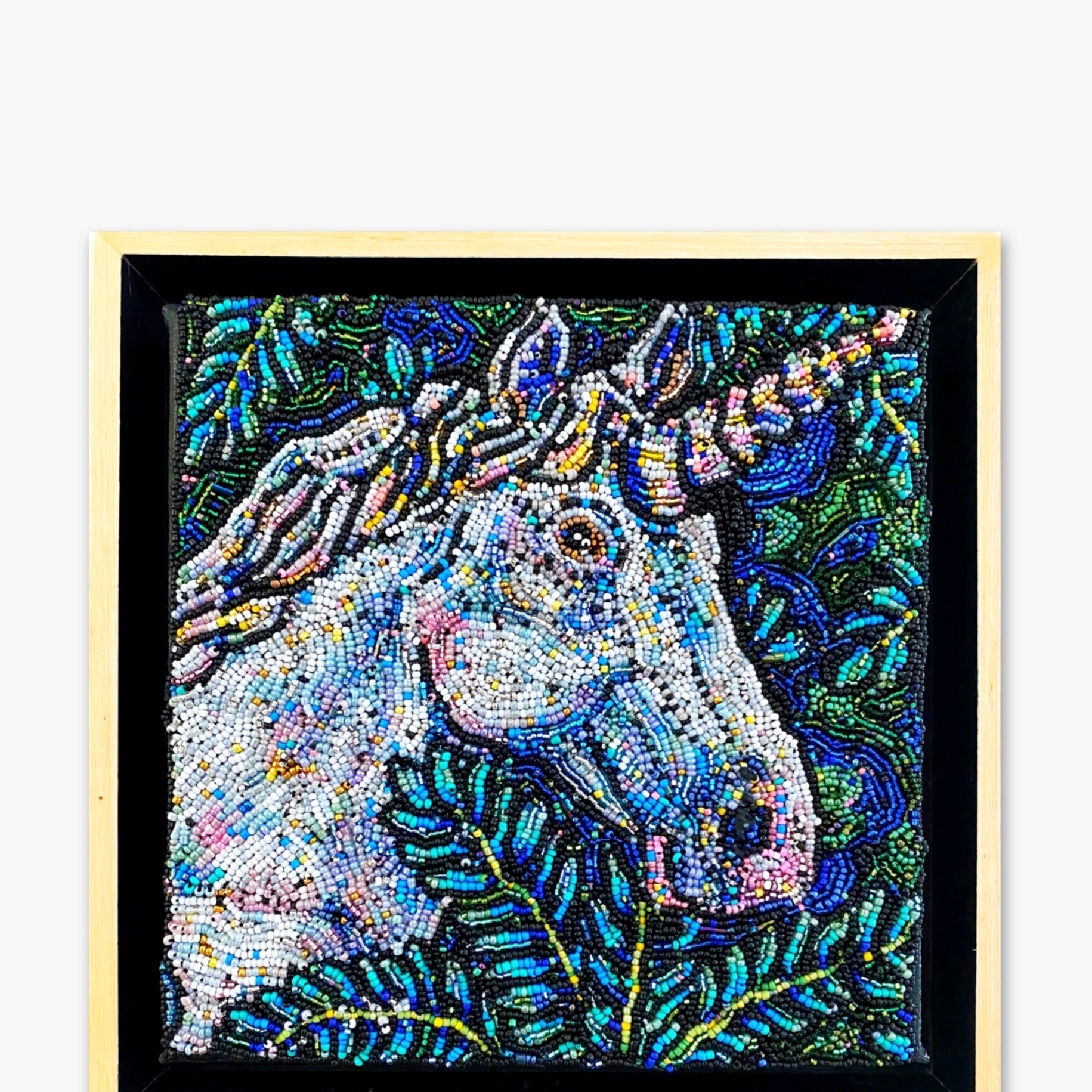 Emerald Unicorn - Fully Beaded Artwork - Heather Freitas - fine art home deccor