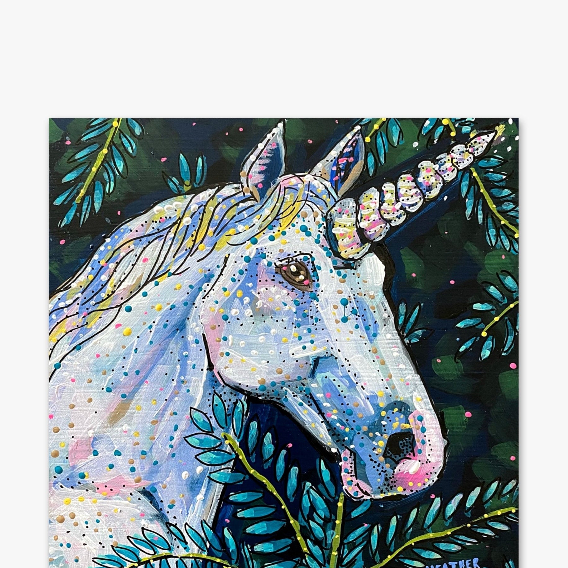 Emerald Unicorn - Heather Freitas - fine art home deccor