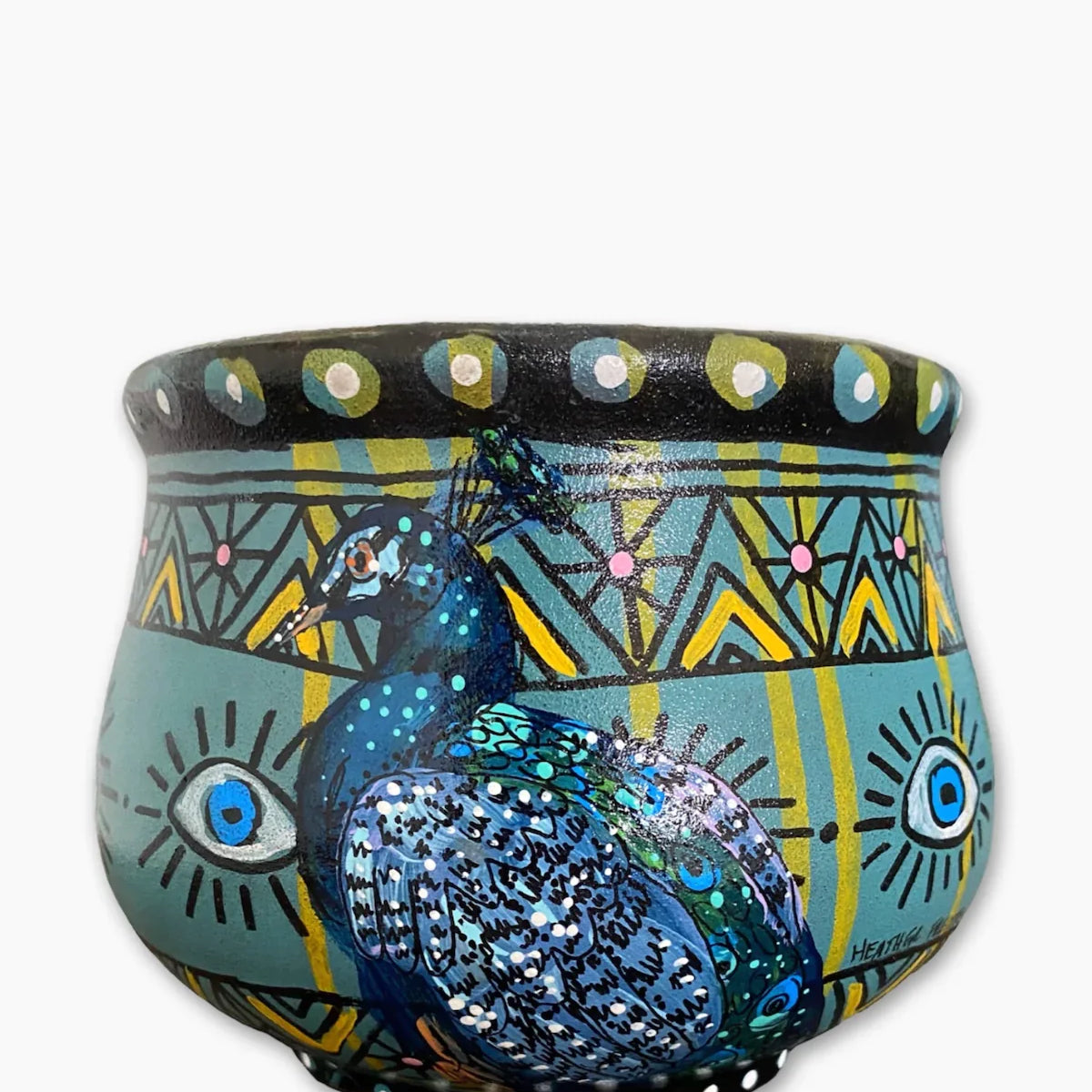 Enchanting Peacock Planter - Heather Freitas - fine art home deccor