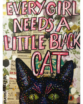Every girl needs a little black cat - Heather Freitas - fine art home deccor
