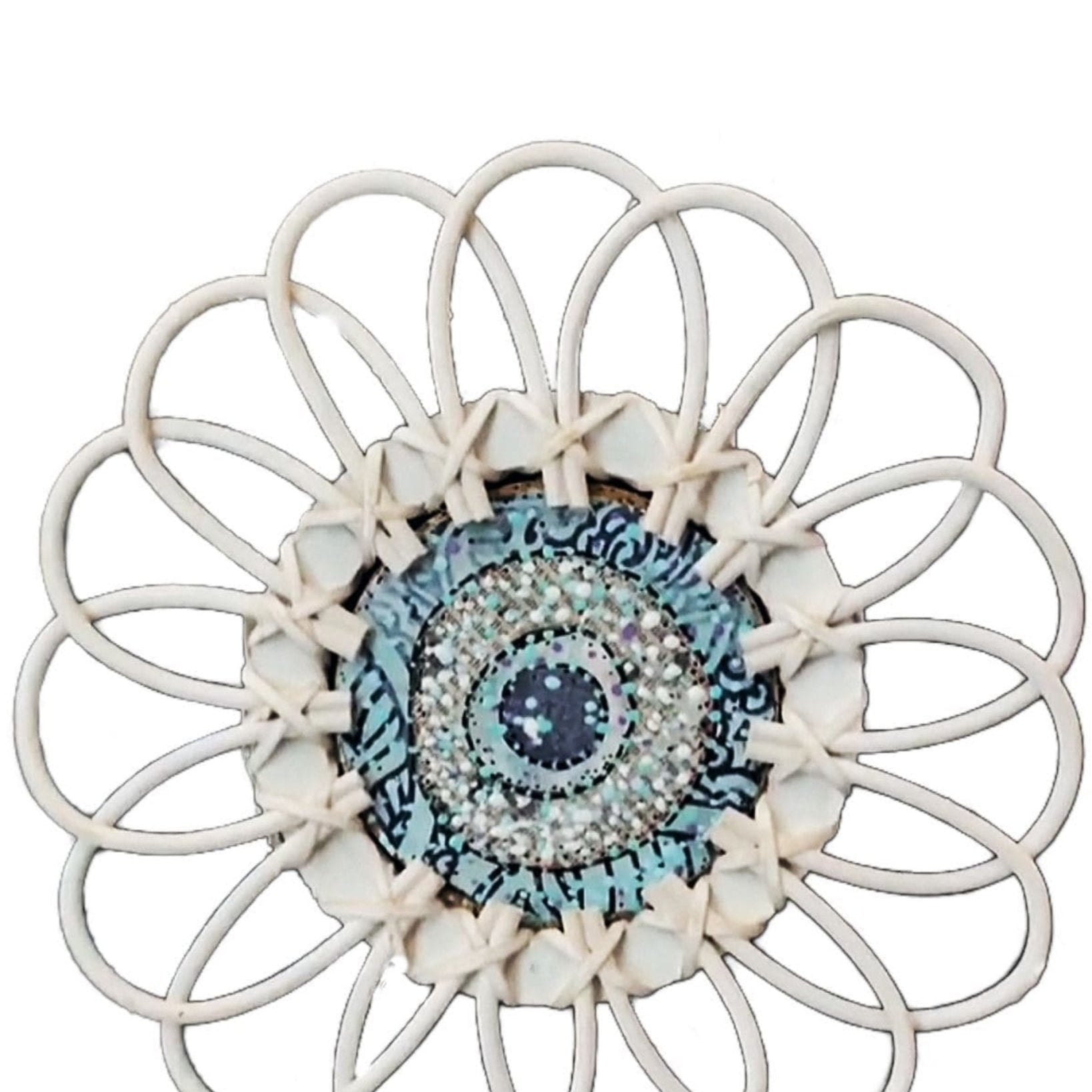 Evil Eye in Rattan Frame - Heather Freitas - fine art home deccor