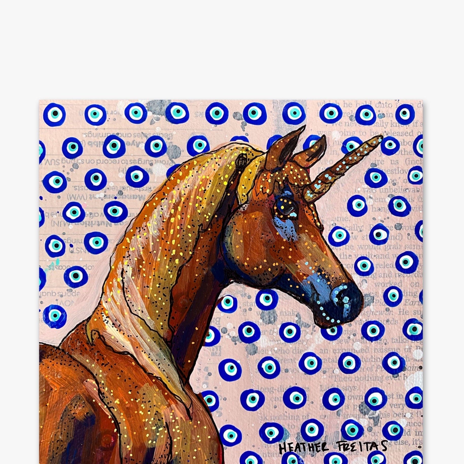 Evil Eye Unicorn ( Original Painting ) - Heather Freitas - fine art home deccor