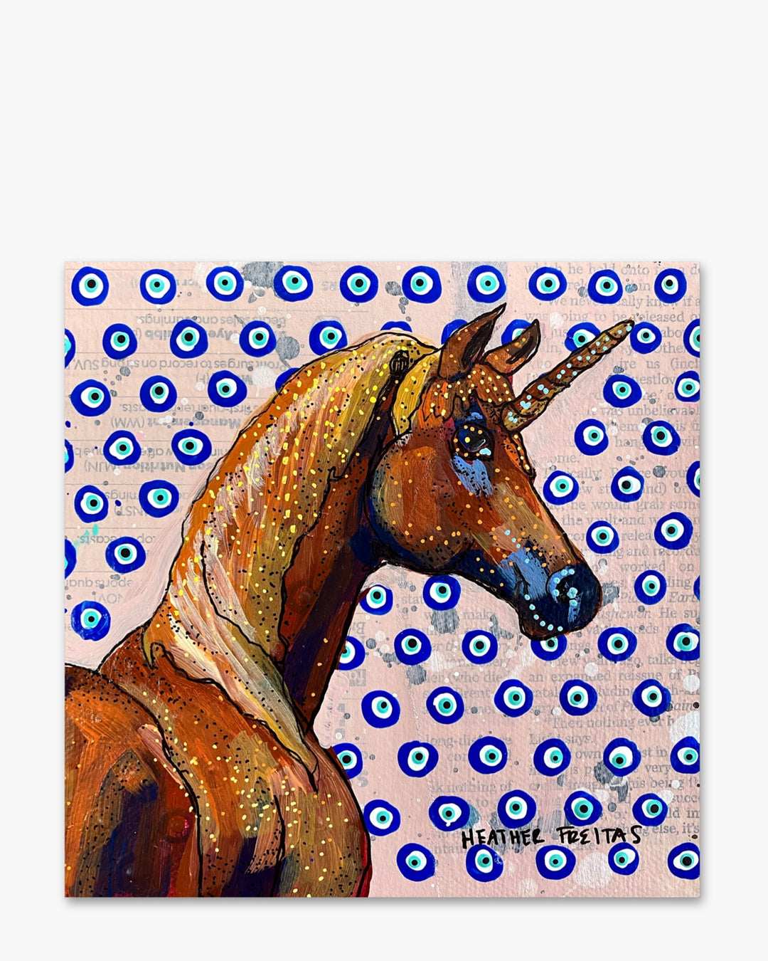 Evil Eye Unicorn ( Original Painting ) - Heather Freitas - fine art home deccor