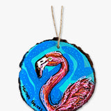 Fancy Flamingo Hand Painted Ornament - Heather Freitas - fine art home deccor