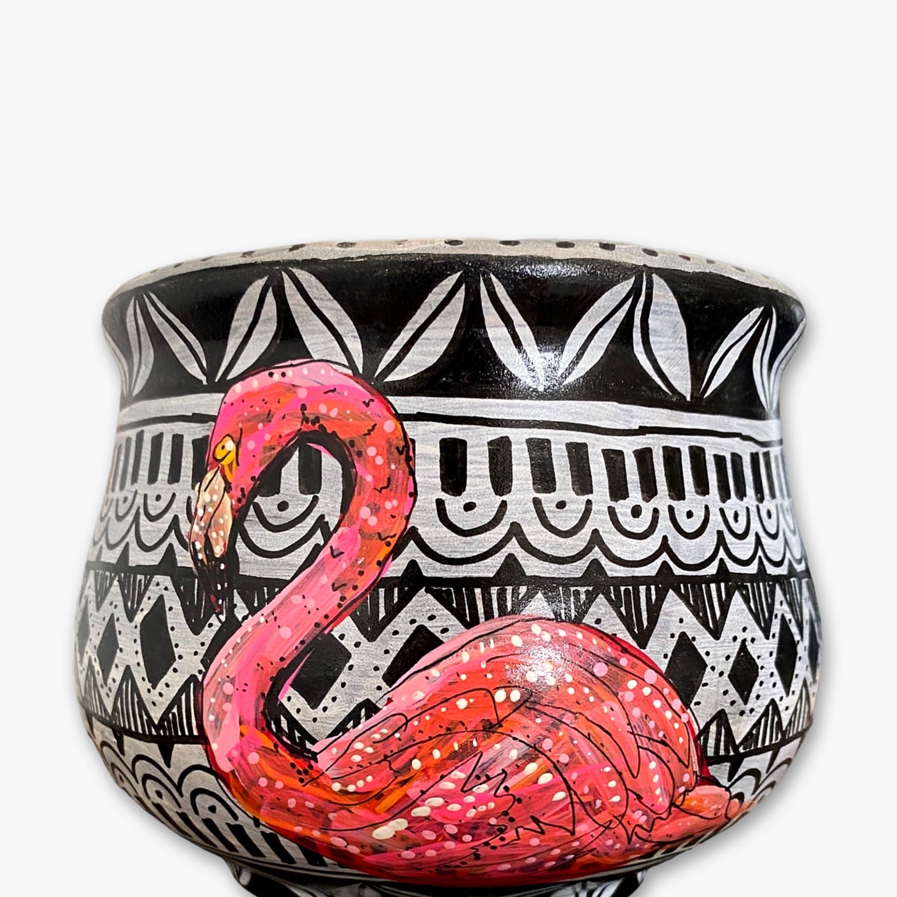 Fancy Flamingo Planter - Heather Freitas - fine art home deccor