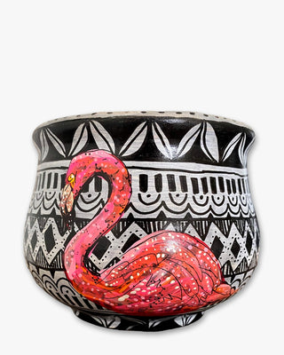 Fancy Flamingo Planter - Heather Freitas - fine art home deccor