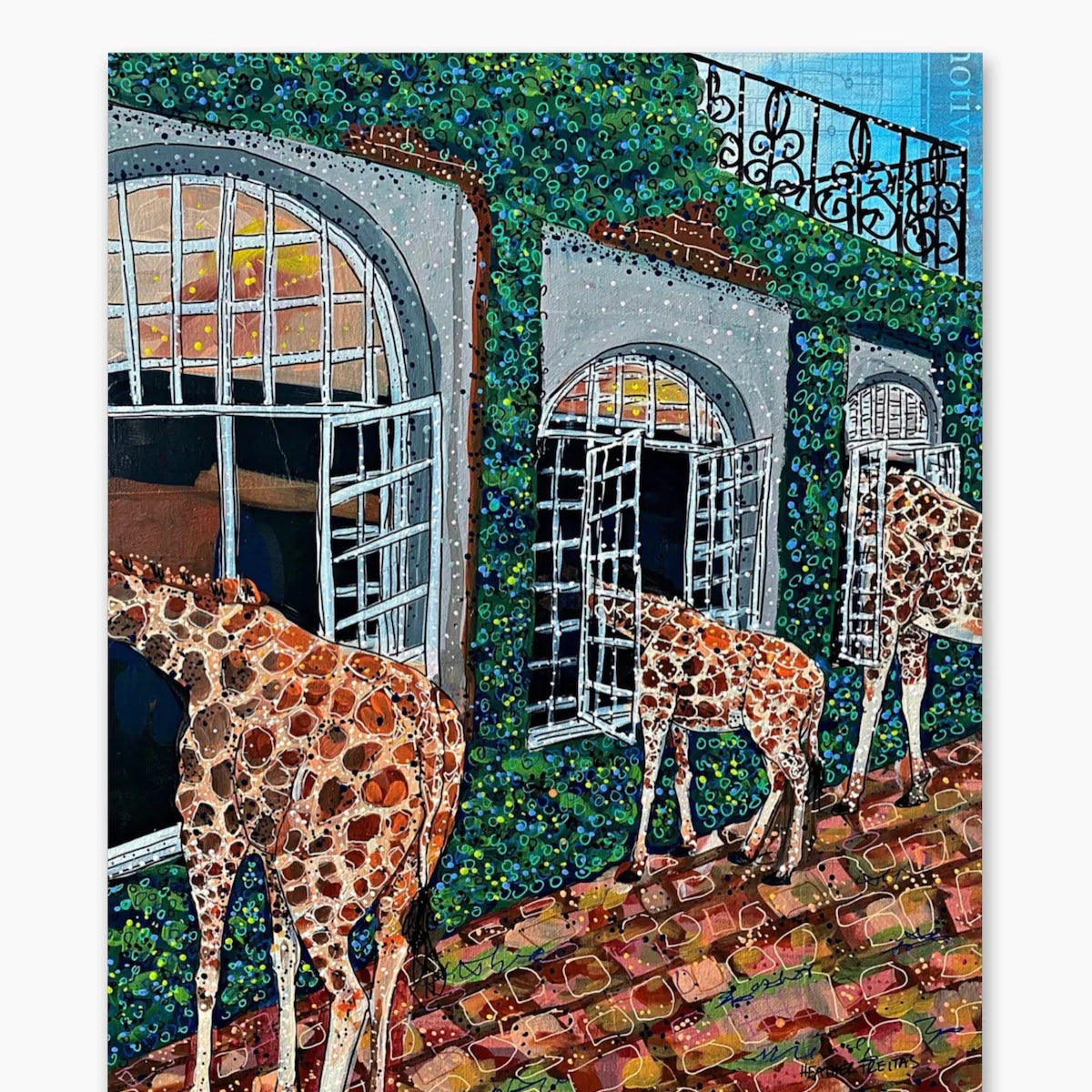 Fine Dining Giraffes ( Original Painting ) - Heather Freitas - fine art home deccor