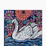 Floral Swan ( Original Painting ) - Heather Freitas - fine art home deccor