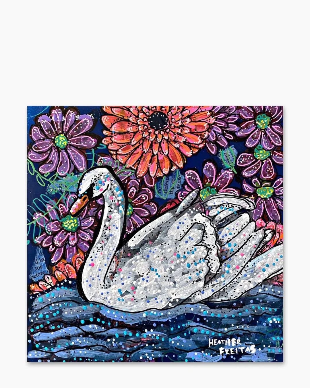 Floral Swan ( Original Painting ) - Heather Freitas - fine art home deccor