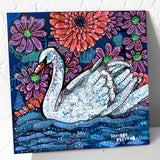 Floral Swan ( Original Painting ) - Heather Freitas - fine art home deccor
