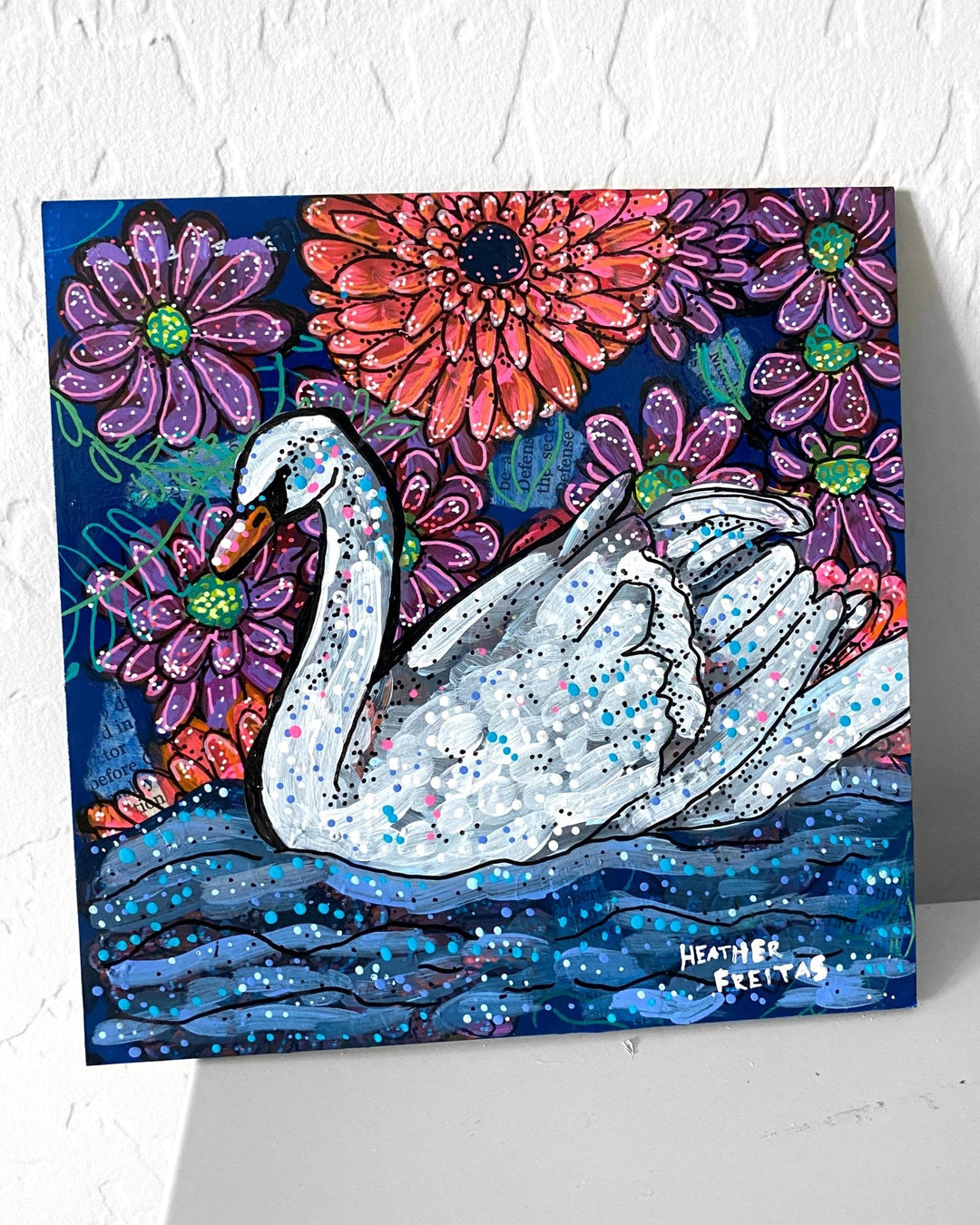 Floral Swan ( Original Painting ) - Heather Freitas - fine art home deccor