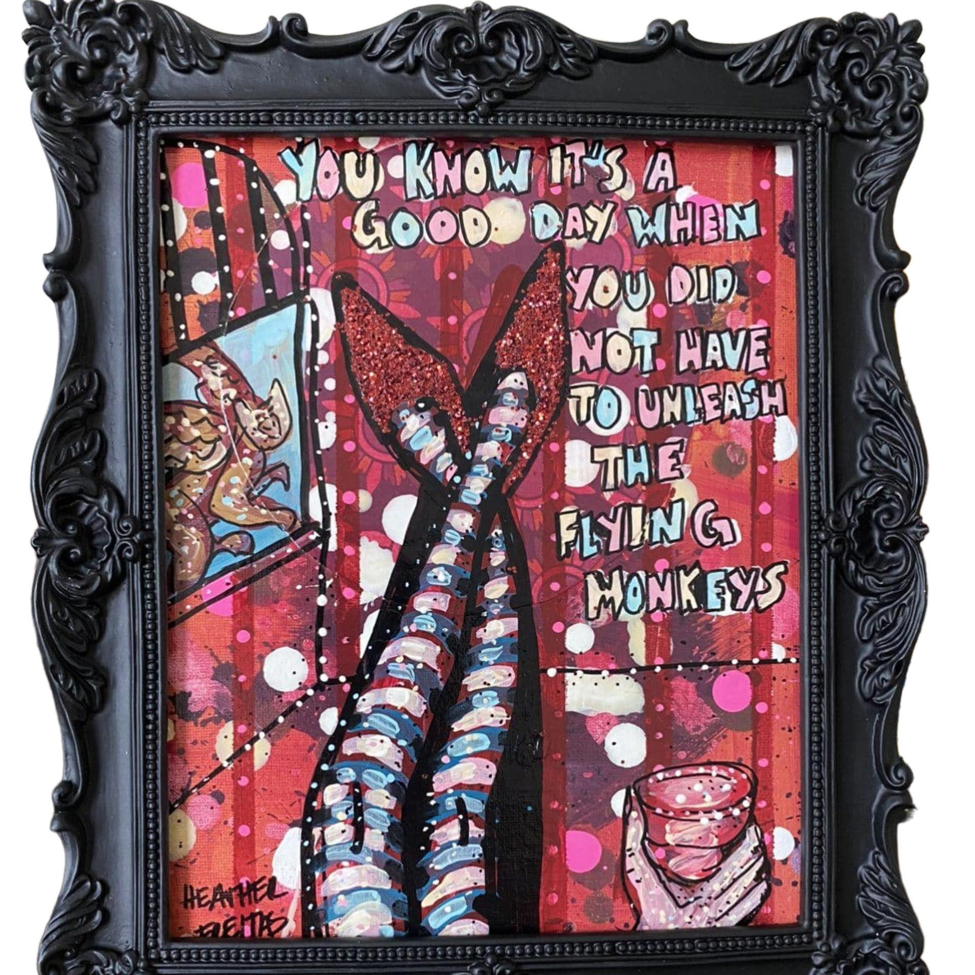 Flying Monkeys - Glitter red edition - Heather Freitas - fine art home deccor