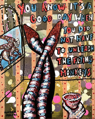 Flying Monkeys - Gold Glitter Edition - Heather Freitas - fine art home deccor