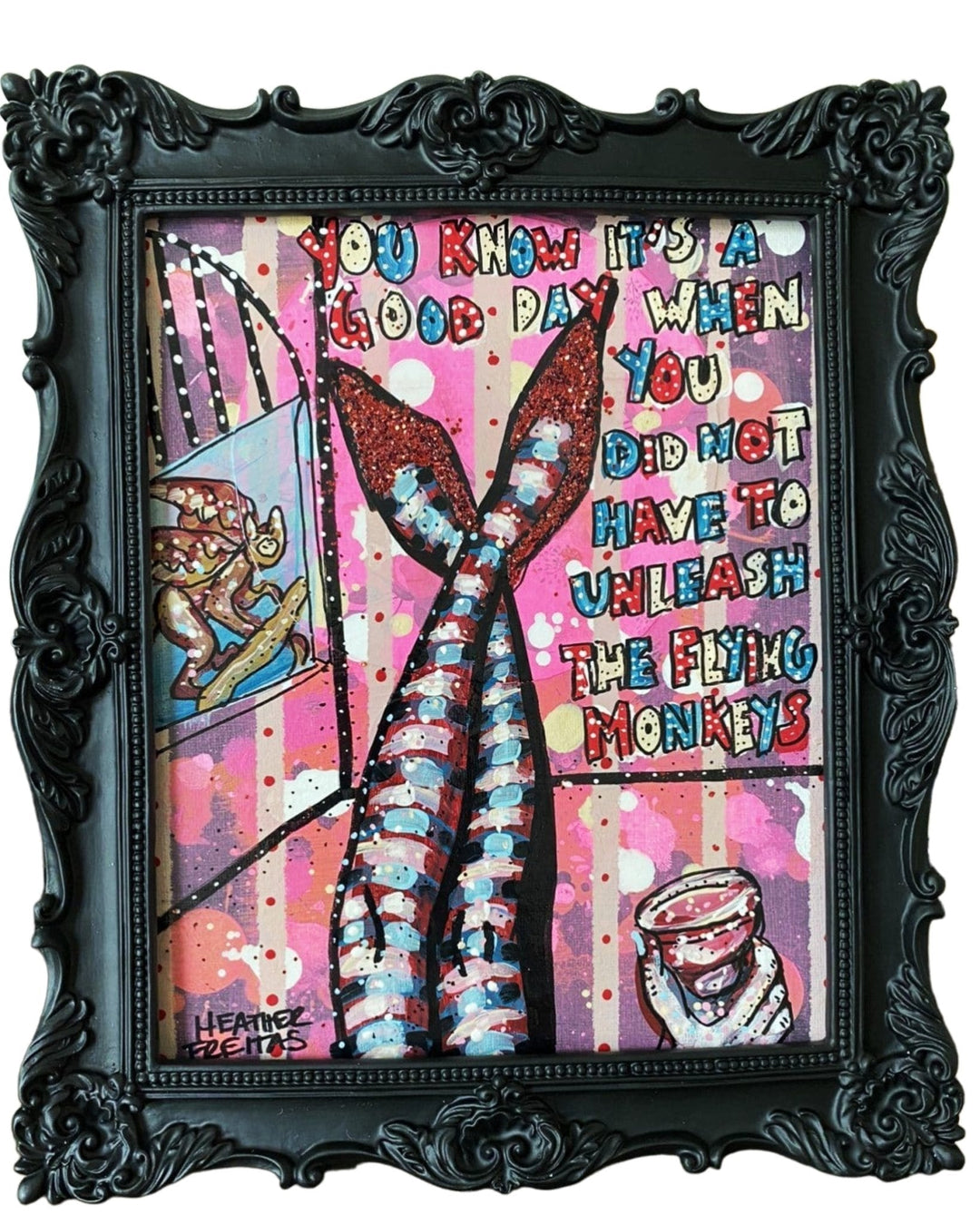 Flying Monkeys - Pink Glitter Edition - Heather Freitas - fine art home deccor