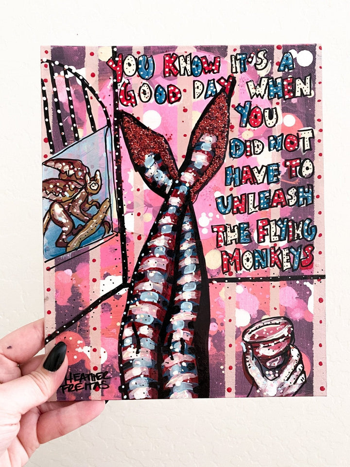 Flying Monkeys - Pink Glitter Edition - Heather Freitas - fine art home deccor