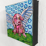 Flying Pig & Evil Eyes ( Original Painting ) - Heather Freitas - fine art home deccor