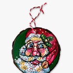 Forest Green Star Hand Painted Santa Ornament - Heather Freitas - fine art home deccor
